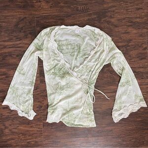 Sweet Pea cottagecore flare sleeve blouse with lace details